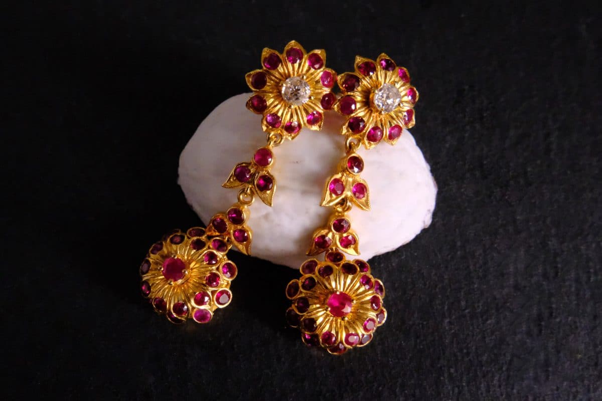 Dangling sales ruby earrings