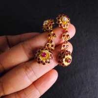 Gem Gardener, burmese ruby gold earrings, ruby gold dangling earrings, red ruby earrings dangling, red ruby earrings singapore, antique ruby drop earrings