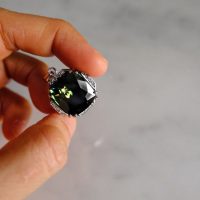 Gem Gardener, dark green sapphire, green sapphire pendant, dark green heart chakra, dark green stone pendant, dark green pendant necklace