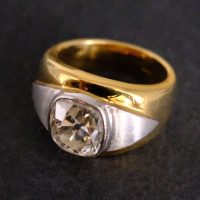 3ct Mine Cut Dome Diamond Ring Men 18k