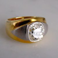 3ct Mine Cut Dome Diamond Ring Men 18k