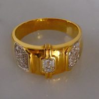 Gem Gardener, Emerald Cut Diamond Mens Band, mens vintage solid gold rings, vintage gold rings mens, mens gold gangster ring, vintage diamond mens ring