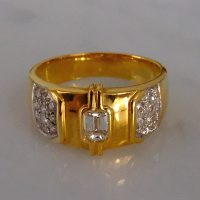 Gem Gardener, Emerald Cut Diamond Mens Band, mens vintage solid gold rings, vintage gold rings mens, mens gold gangster ring, vintage diamond mens ring
