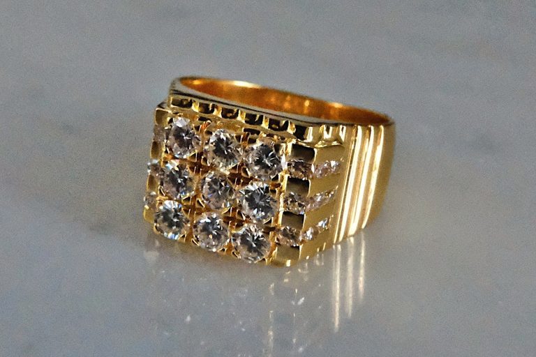 Honeycomb Diamond Cluster Ring Men 20k