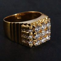 Honeycomb Diamond Cluster Ring Men 20k