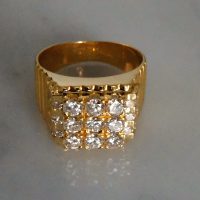 Honeycomb Diamond Cluster Ring Men 20k