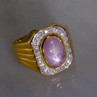 Men Burma Pink Star Sapphire Ring 22k Vintage
