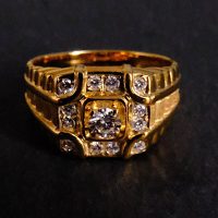 Men Cluster Diamond Signet Ring 20k Vintage