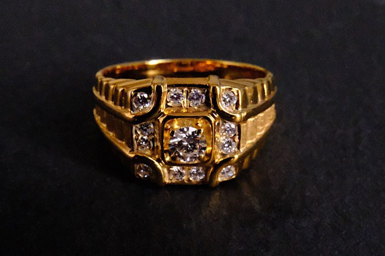 Men Cluster Diamond Signet Ring 20k Vintage