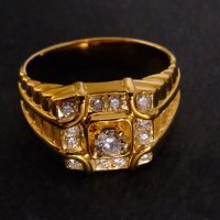Men Cluster Diamond Signet Ring 20k Vintage