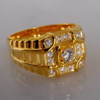 Men Cluster Diamond Signet Ring 20k Vintage