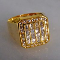 Gem Gardener, baguette diamond mens ring, vintage diamond mens rings, diamond cluster mens ring, diamond pinky ring mens, diamond thumb ring gold