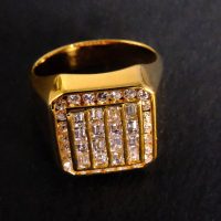 Gem Gardener, baguette diamond mens ring, vintage diamond mens rings, diamond cluster mens ring, diamond pinky ring mens, diamond thumb ring gold