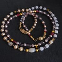 Gem Gardener, neo expressionism jewellery, fine beaded gold necklace, black white beaded necklace, fine jewelry beaded necklace, beaded necklace singapore