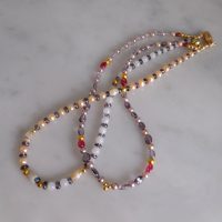 Gem Gardener, neo expressionism jewellery, fine beaded gold necklace, black white beaded necklace, fine jewelry beaded necklace, beaded necklace singapore