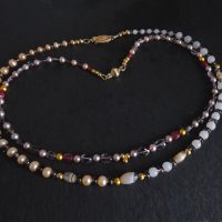 Gem Gardener, neo expressionism jewellery, fine beaded gold necklace, black white beaded necklace, fine jewelry beaded necklace, beaded necklace singapore