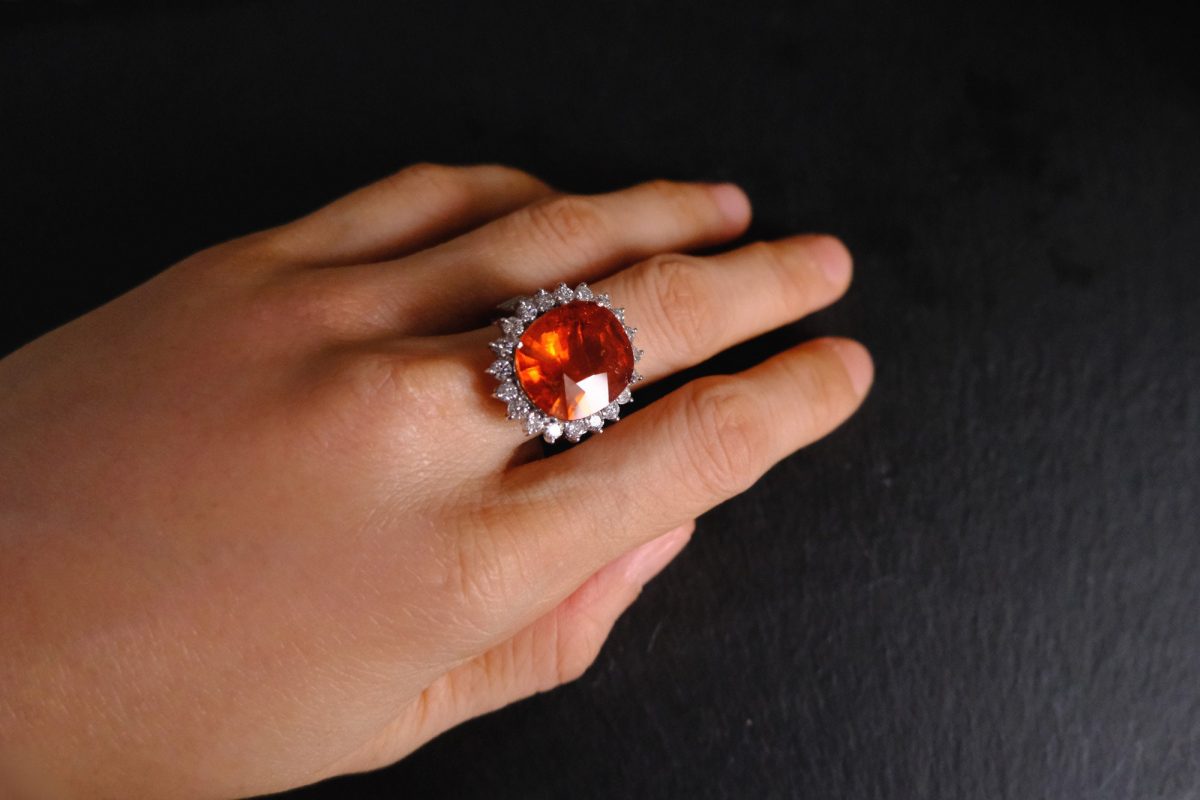 Orange spessartite ring discount