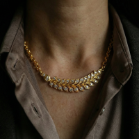 diamond pendant choker necklace, diamond leaf pendant necklace, Gem Gardener, diamond pendant chunky chain necklace, diamond feather pendant necklace, chunky chain necklace with pendant, diamond necklace singapore