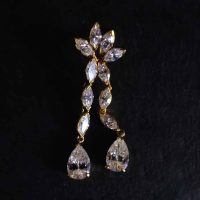 Gem Gardener, vintage diamond drop earrings, marquise teardrop drop earrings, dainty diamond drop earrings, marquise drop earrings, diamond drop earrings white gold