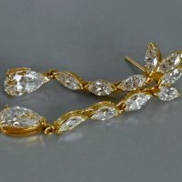 Gem Gardener, vintage diamond drop earrings, marquise teardrop drop earrings, dainty diamond drop earrings, marquise drop earrings, diamond drop earrings white gold
