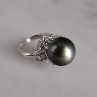 Gem Gardener, black south sea pearl ring, black pearl diamond ring, 14mm pearl ring, single black pearl ring, black pearl jewelry singapore
