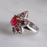 Unheated Ruby Flower Cluster Ring 18k