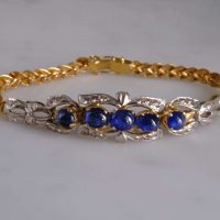 Vintage Blue Sapphire Bracelet, Burmese Sapphire Bracelet, Gem Gardener, blue sapphire bracelet yellow gold, Blue Sapphire Cuff Bracelet, blue sapphire bangle bracelet, vintage chinese gold jewelry, dainty gold bangle bracelet, chinese gold bangle bracelets