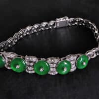 White Gold Jade Bracelet, art deco jade bracelet, jade bracelet singapore, donut jade bracelet, fine jade jewelry, jade jewellery singapore, Gem Gardener