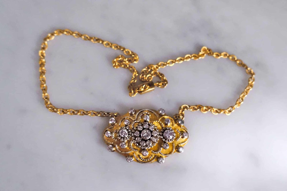 Gem Gardener, antique diamond pendant necklace, vintage diamond pendant necklace, antique diamond pendants for sale, vintage chinese gold jewelry, antique gold jewellery singapore