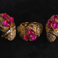 Gem Gardener, ruby ring and earring set, ruby diamond cocktail earrings, ruby statement earrings, ruby statement ring, vintage ruby jewelry, ruby jewellery singapore, vintage jewelry singapore