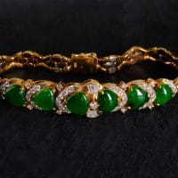 Gem Gardener, Vintage Chinese Jade Bracelet, art deco jade bracelet, vintage jade jewelry for sale, jade and diamond bracelet, jade jewellery singapore, vintage gold bracelets for sale