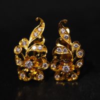 Gem Gardener, peranakan jewellery singapore, vintage cluster earrings, peranakan earrings singapore, diamond huggie earrings yellow gold, antique diamond earrings