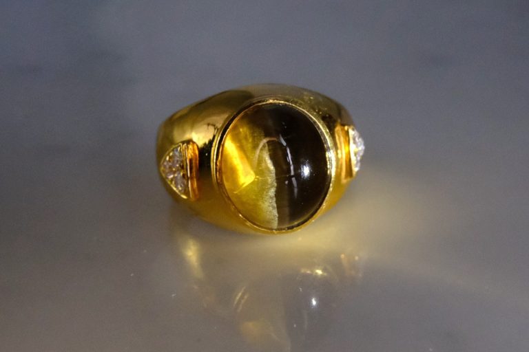 Gem Gardener, Tourmaline Cat Eye Ring, vintage cats eye ring, cats eye mens ring vintage, vintage gold rings mens, vintage rings men