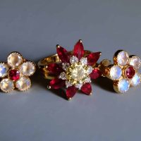 0.75ct Fancy Yellow Ruby Flower Ring 4b2