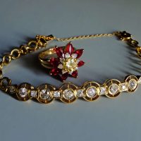 ruby flower ring, Yellow Diamond Flower Ring, Marquise Flower Ring, diamond flower ring yellow gold, ruby jewellery singapore, ruby cluster ring yellow gold, ruby rings for women, ruby engagement rings singapore.