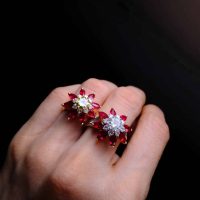 Gem Gardener, Ruby Diamond Flower Ring, ruby flower ring white gold, ruby diamond engagement ring, ruby ring singapore, red ruby ring singapore