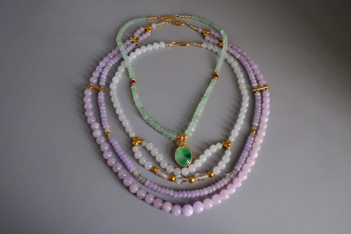 White jade bead discount necklace