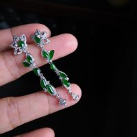 jade drop earrings, 翡翠耳环, emerald green jade drop earrings, jade earrings singapore, jade dangle earrings, imperial green jade earring, fine jade jewelry, Gem Gardener