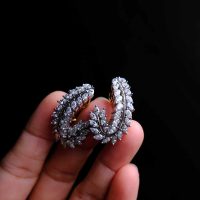 Gem Gardener, feather earrings statement, cluster earrings diamond, diamond leaf earrings, bridal statement earrings, diamond earrings design
