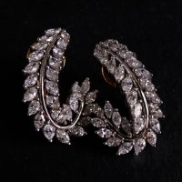 Gem Gardener, feather earrings statement, cluster earrings diamond, diamond leaf earrings, bridal statement earrings, diamond earrings design