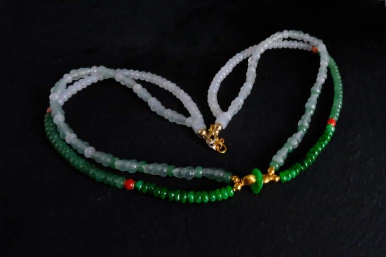 Gem Gardener, Chinese Court Necklace, chinese jade bead necklace, dainty beaded choker necklace