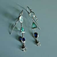 Line Earrings Gold, bauhaus earrings, paraiba earrings buy, roman earrings gold, paraiba tourmaline drop earrings, Gem Gardener