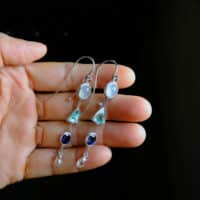 Line Earrings Gold, bauhaus earrings, paraiba earrings buy, roman earrings gold, paraiba tourmaline drop earrings, Gem Gardener