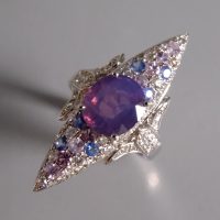 Gem Gardener, sapphire navette ring, lilac sapphire ring for sale, kashmir sapphire jewelry, purple sapphire ring with diamonds, lavender sapphire ring, sapphire ring singapore