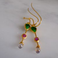 Gem Gardener, briolette earrings, roman style earrings, dainty 24k gold earrings, jade and ruby earrings, jade earrings singapore