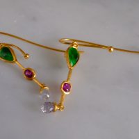 Gem Gardener, briolette earrings, roman style earrings, dainty 24k gold earrings, jade and ruby earrings, jade earrings singapore