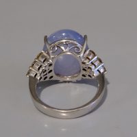 Gem Gardener, Chalcedony Ring, blue chalcedony ring white gold, lavender stone ring, cabochon chalcedony diamond ring, vintage gemstone rings for sale