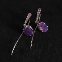 kashmir sapphire earrings, Gem Gardener, violet sapphire earrings, purple sapphire earrings, unheated purple sapphire, sapphire drop earrings