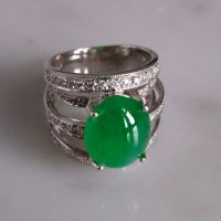 Jadeite Jade Diamond Ring, Gem Gardener, imperial green jade ring, chunky jade ring, jadeite ring singapore, art deco jade ring