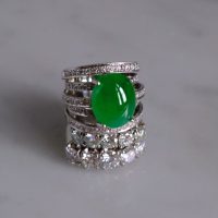 Jadeite Jade Diamond Ring, Gem Gardener, imperial green jade ring, chunky jade ring, jadeite ring singapore, art deco jade ring